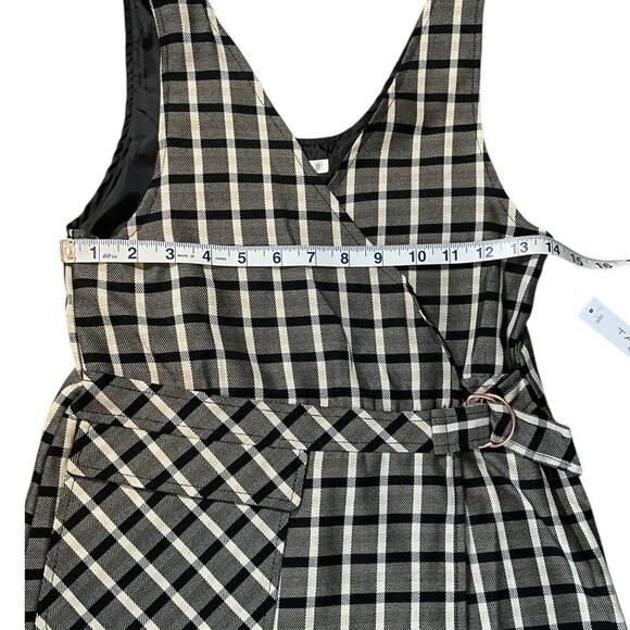 NWT TAHARI Girls Size 10 Babydoll Wrap Dress Black and Tan Strip Plaid - Picture 3 of 10
